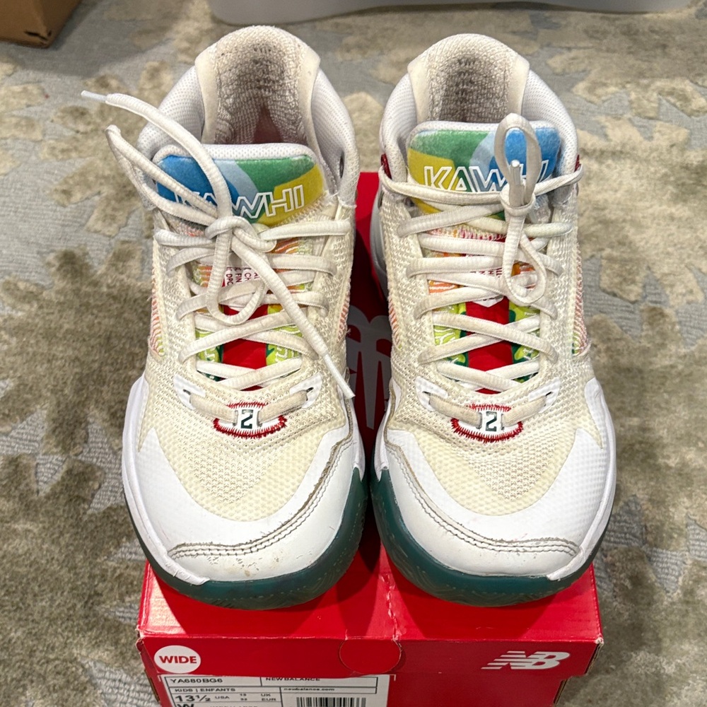 New Balance Kids' White and Multicolor Sneakers